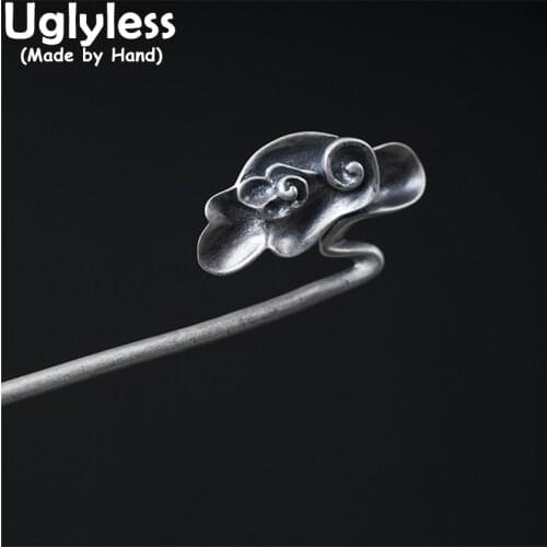 Uglyless Ethnic Lucky Clouds Thai Silver Hair Sticks Eastern Beauty Retro 925 Silver Hair Jewelry Antique Charming Dress Bijoux