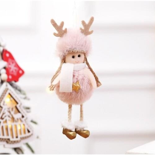 Christmas Door Hanging Decor Santa Claus Ornament Plush Angel Charm Cute Doll Gift 2020 Christmas Gift New Year Tree Pendant