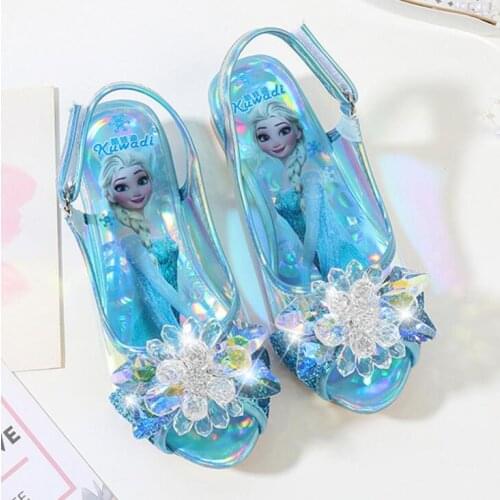 Disney children high heel sandals summer new girls princess shoes baby elsa frozen crystal shoes baby boy sandals for girls