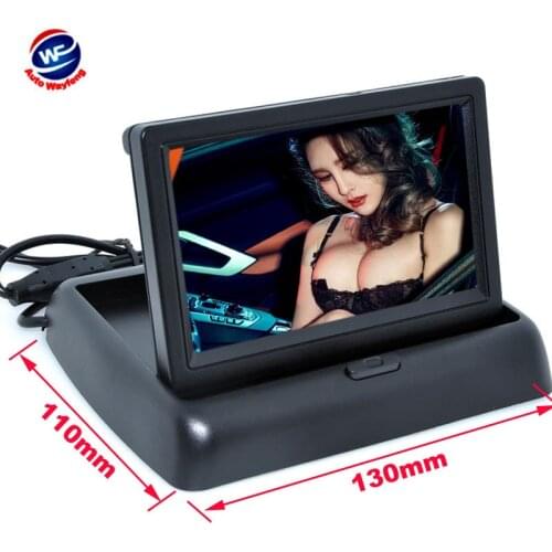 2CH Video 4.3 " Foldable Monitor TFT LCD Color CCD CCD Car Rear View Camera Rearview Mirror Car Monitor
