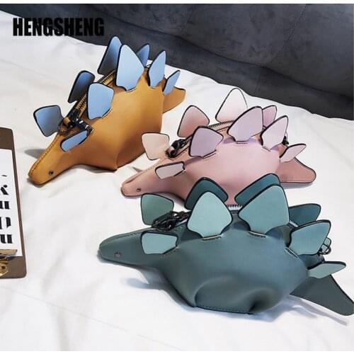 HENGSHENG bags for women 2020 womens shoulder bag woman bag cute dinosaur shape leather shoulder bags womans shopping purse