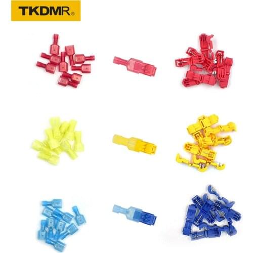T-Tap Wire Connectors, Self-Stripping Quick Splice Electrical Wire Terminals, Insulated Male Quick Disconnect Spade Terminals