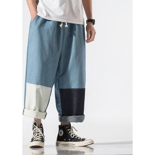 Streetwear Mens Jeans Pants Ankle-Length Japanese Casual Jeans Men 2020 New Fashion Jogging Pants Male Large Size 5XL