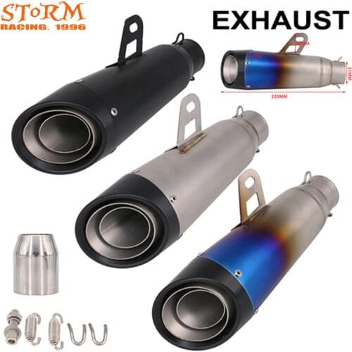 Motorcycle 38-51mm Universal Stainless Steel Fiber Rear Exhaust Pipe with Hardware For Dirt Bike Street Bike Scooter ATV Quad