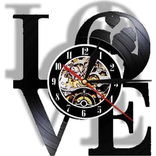Love Word Vinyl Music Record Wall Clock Decor LED Wall Light Bedside Wall Lamp Valentine Day Anniversary Sweetheart Lover Gift