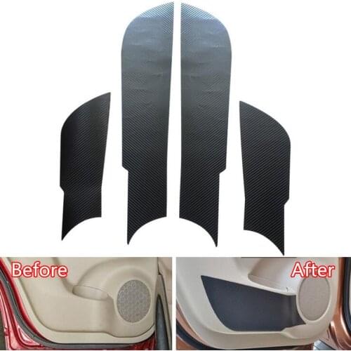 4Pcs Carbon Fiber Car Interior Front+Rear Door Side Anti-kick Protective Film Decal Sticker For Nissan X-Trail 2014