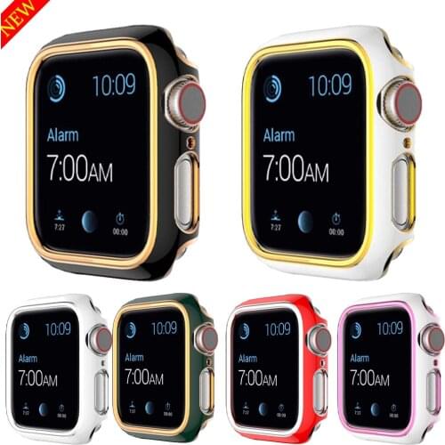 Protective Case Cover for Apple Watch Bands 4 5 6 SE 3 2 1 Electroplated Two-color PC Hard Shell for iWatch 44mm 40mm 42mm 38mm
