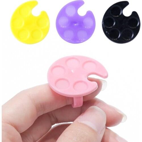 1pcs Mini Nail Art Palette Finger Ring UV Gel Polish Painting Drawing Pigment Holder Plates Case Makeup Tools For Manicure