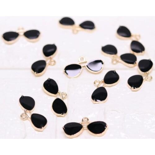 10pcs/Lot Black Glasses Diy Handmade Oil Enamel Charms Design for Jewelry Making Earring Bracelet or Necklace