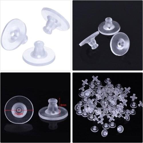 MXME 100 Pieces Soft Clear Earring Backings Silicone Rubber Safety Back Pads Backstops Replacement for Earring Studs Hoop DIY