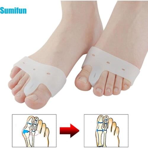 2Pcs/Pair Toe Separator Silicone Gel Foot Fingers Thumb Valgus Protector Bunion Adjuster Hallux Valgus Guard Feet Care Tool C141