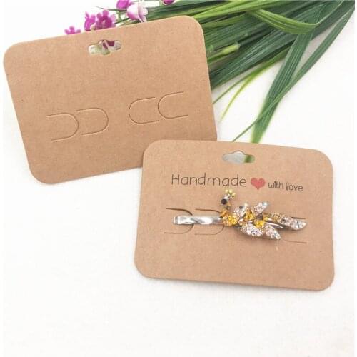 200pcs 9.7x7cm Retro Kraft Headdress Card Jewelry Packing Card Hairpin Card/Claw clip/Hair fork DIY Hairpin Accessories Display