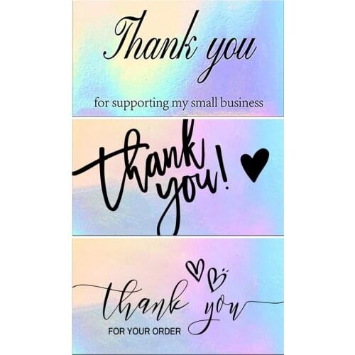 50PCS Colorful Greeting Card Holographic Thank You Card for Gift