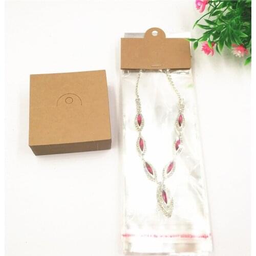 50pcs Necklace Paper Cards +50pcs Self-ahesive Opp Plastic Bags For Long Pendant Jewelry Gifts Display Blank Card Sold