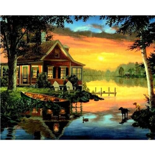 5d Diamond mosaic full round diamond embroidery needlework landscape diy diamond painting cross stitch kits Mosaic Home Decor