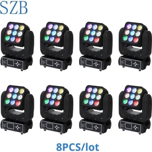 8 PCS RGBW 4in1 9x12W LED Matrix Moving Head Light for Stage TV theatre TV studio Rental and Disco Nightclub/SZB-MH0912A