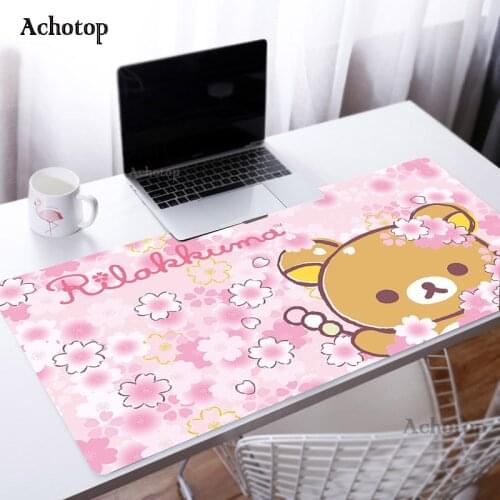 Korilakkuma Large Anime Pink Mousepad Gamer Cute Kawaii Gaming Mouse Pad Rubber Otaku Locking Edge Big Laptop Notebook Desk Mat