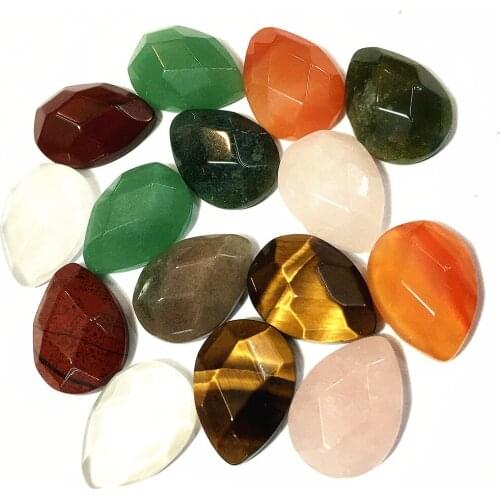 Gazelle Hot 20pcs Natural Stone Cabochon Pear Shape Hand Cut Section Beads 13*18mm Tiger Eyes Beads for Jewelry Making Findings