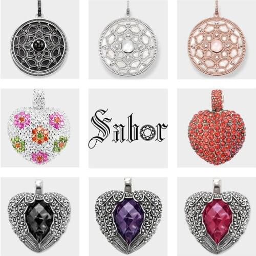 Black CZ Lotus Wings Heart Pave Pendants,Fashion Jewelry silver color Costume Gift For Women Girls Fit Necklace thomas