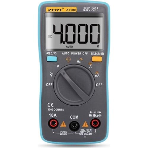 ZOYI ZT100 Digital Multimeter Auto Range AC/DC Current Voltage Resistance,Capacitance, Diode And Continuity Testing Frequency