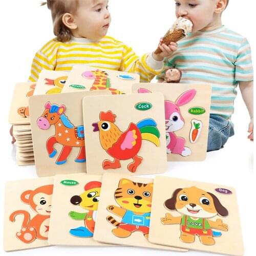 Wooden Animal Puzzle Jigsaw Children Educational Developmental Toys Baby Kids Training Toy Wooden Toy Jigsaw For Children