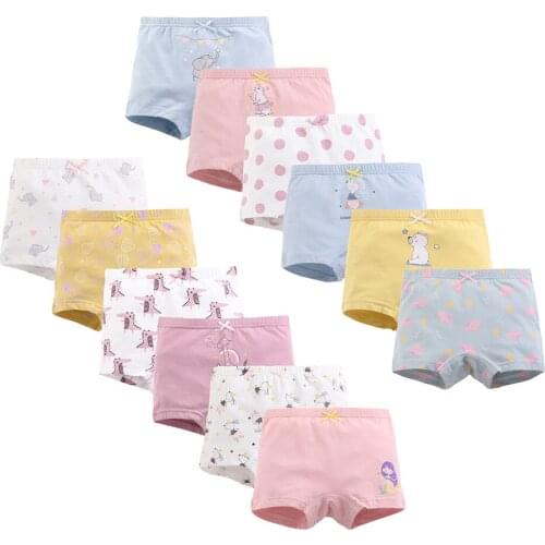 Infant Baby Girls Underwear Panties Kids Boyshort Briefs Soft 100% Cotton Boxer Toddler Undies 3-11 Years(Pack of 4/12)