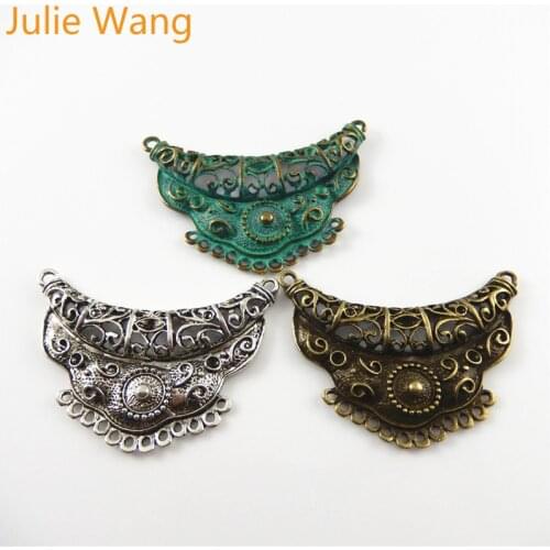 Julie Wang 3PCS Antique Bronze/Silver/Green Alloy charms Connector pendant Bracelet Necklace metal jewelry accessories Making