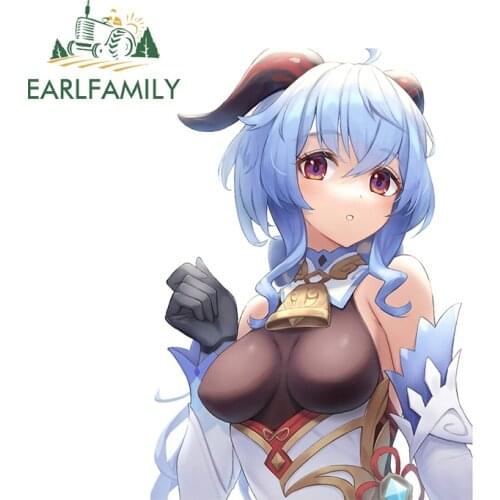 EARLFAMILY 13cm x 9.5cm for Genshin Impact Ganyu Anime Car Assessoires Stickers Personality Motorcycle Trunk Decal Scratch-Proof