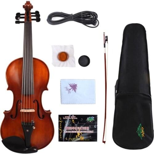 Yinfente 6String Electric Acoustic Violin 4/4 Maple+Spruce Hand-made Sweet Tone Free Case+bow#EV1