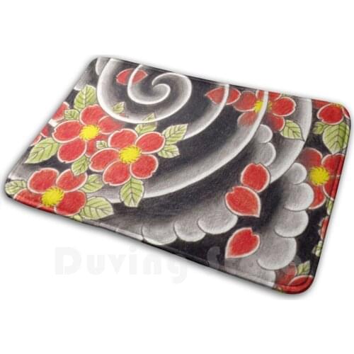 Goro Majima Hanya Tattoo Background Pattern Mat Rug Carpet Anti-Slip Floor Mats Bedroom Yakuza Goro Majima Hanya Tattoo Japanese