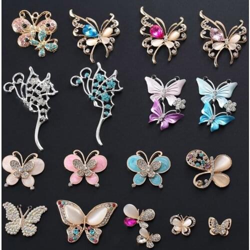 Hot Sale wholesale 20pcs/lot Rhinestone Button Flatback butterfly Button Wedding Button Crystal DIY Accessories YB28