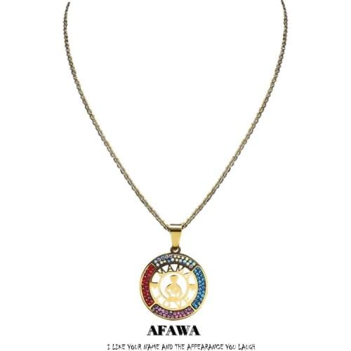 MAMA Baby Stainless Steel Crystal Necklaces Chain Women Gold Color Love MAMA Necklace Jewelry chaine acier inoxydable N4882S01