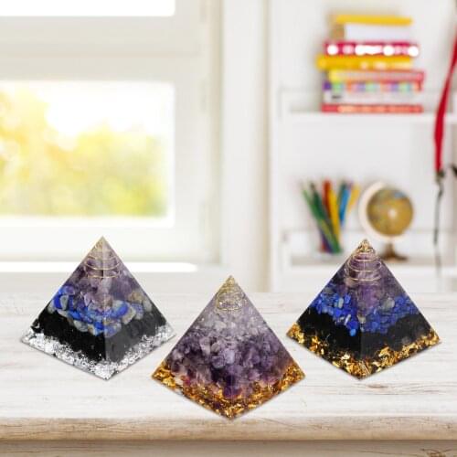 Healing Crystal Gold Wire Orgone Pyramid Stone Figurine Energy Generator For Meditation Reiki Balancing Biological