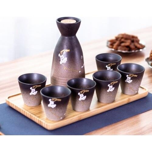 Ceramic Wine Set Japanese Cherry Blossom Sake Pot Wine Cup Sake Bottle Sake Cup Set Glass Dispenser Barware Drinkware Home Decor