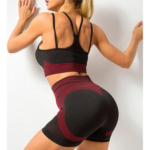 2 Piece Set Women Seamless Yoga Suits Female Energy Gym Clothing Short Pants High Waist Leggings Bra Fitness Gym Sets
