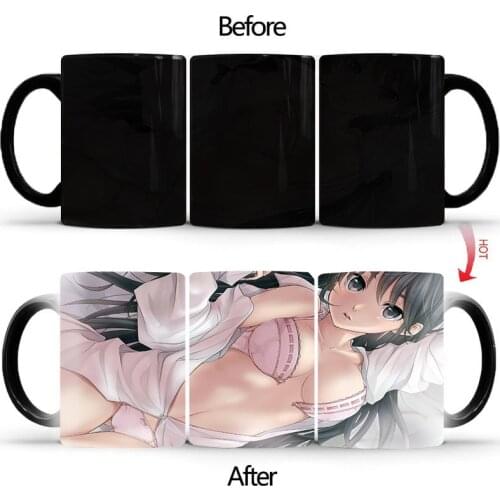 Creative Bra girl Color Changing Coffee Mug Cup Magic Ceramic Cups Milk Cups Coffee Mugs Drinkware Gift BSKT-008