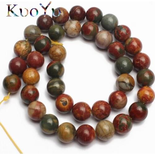 Natural Stone Beads Colorful Picasso Round Loose Beads For Jewelry Making 15.5" 4/6/8/10/12mm DIY Bracelets Necklace Wholesale