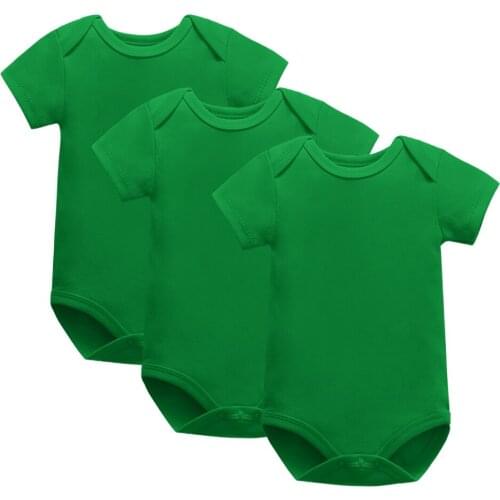 Summer Unisex Solid Black Cotton Fashion 3 Pack Boys Girls Short Sleeve Bodysuit Newborn Baby Clothes