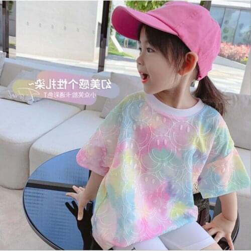 2021 hot sale girls patchwork t-shirt summer cotton fashion girls top 3-8t B399