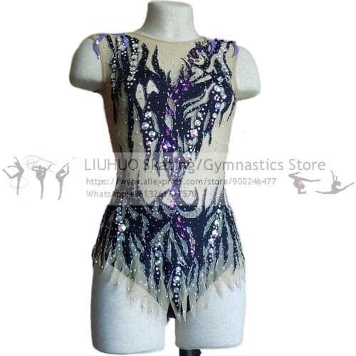 LIUHUO Rhythmic Gymnastics Competition Leotards Womens Girls Ice Skating Performance Dance Figure Skating Dres Artistic Costume