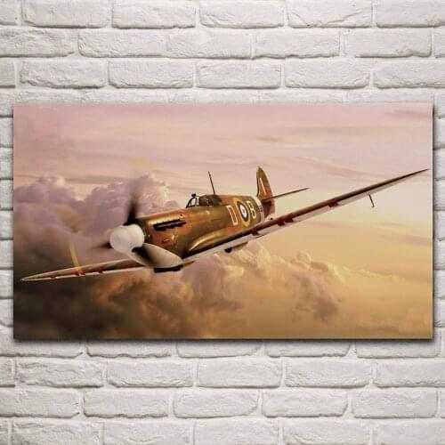 Spitfire fighter mk va brown ww2 aircraft battle fantasy living room decoration home art decor canvas fabric poster KM845