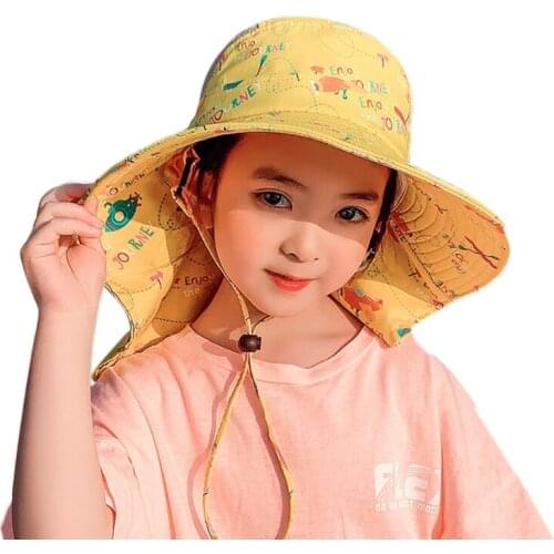 Sweet Sun Protection Hat Quick Drying Girls Sports Hat Protect Neck Eyes Lightweight Cartoon Print Hat Travel Companion