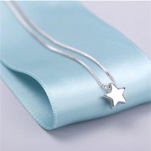 Fashion Star Heart Shape Necklaces For Women Simple Silver Color Clavicle Chain Charms Pendant Necklace Girl Jewelry Gift