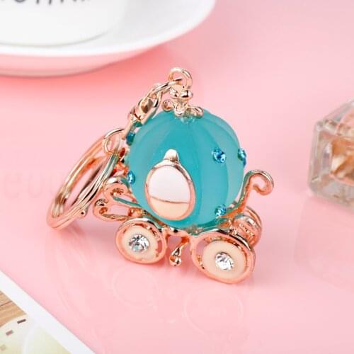 MQCHUN New Pumpkin Carriage Cute Crystal Charm Purse Handbag Car Key Keyring Keychain Party Wedding Birthday Good Gift -15