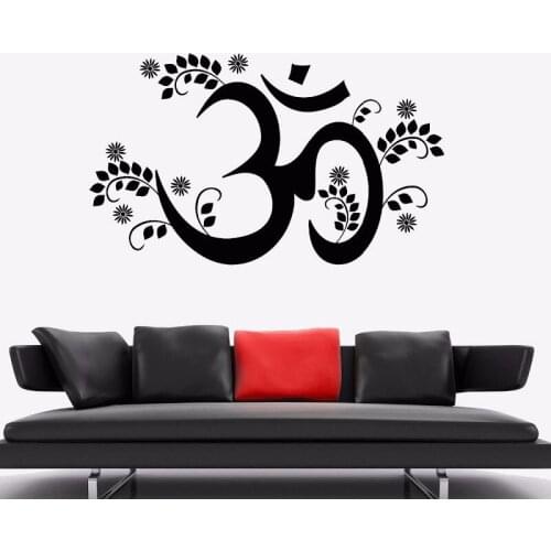 Yoga Wall Sticker Om Mantra Yoga Hinduism Vinyl Wall Decal Living Room Decor Vedas Talisman Home Bedroom Stickers Mural YJ09