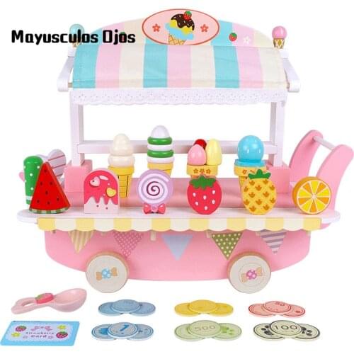 New Wooden Play House Candy Ice Cream Truck Educational Toy Children Parent-child Interaction Kindergarten Baby Gift
