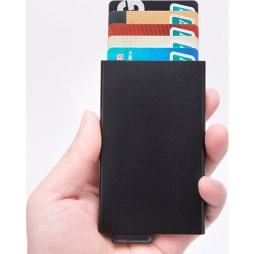 New Men Pop Up Business Card Pack Automatic Card Holder Case Bags Aluminum Alloy Portable Male Metal Passport ID Card Wallet