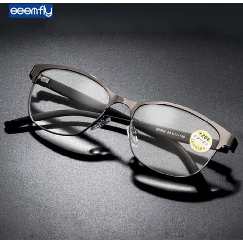 Seemfly New Full Frame Anti Blue Light Reading Glasses Ultralight Metal Presbyopia Eyeglasses For Women&Men Diopters +1.0 +4.0