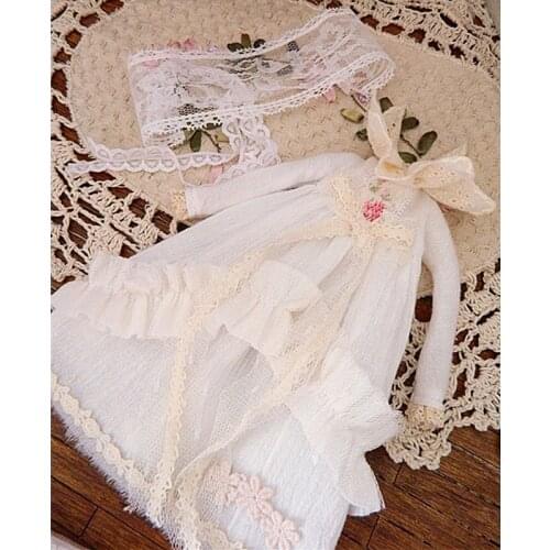 1PCS 1/6 doll Doll Clothes Mori Style Long-Sleeve Dress for Licca, azone, Ob24, Blyth Skirt Doll Accessories gift