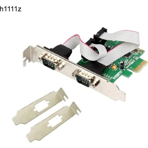 PCI Express 2 Ports Serial RS232 COM DB9 Controller Card PCI-e 1.0 x 1 WCH 382 Chip with Low Profile Bracket